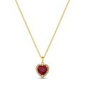 Red CZ Heart Necklace in 14K gold-plated 925 silver: a heart-cut red AAAAA cubic zirconia framed by white stones, on a fine chain