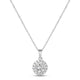 Round Solitaire CZ Necklace in rhodium-plated 925 silver: a round prismatic AAAAA cubic zirconia framed by white stones, on a fine chain