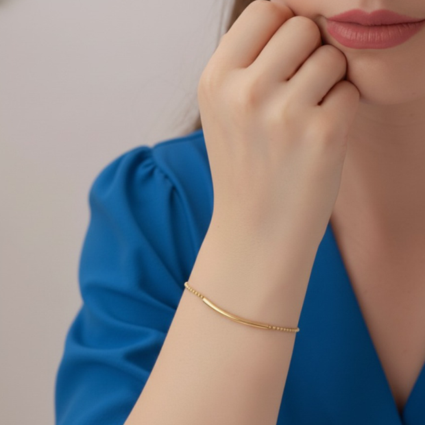 14K zelta pērlīšu stieņa aproce 925 sudrabā