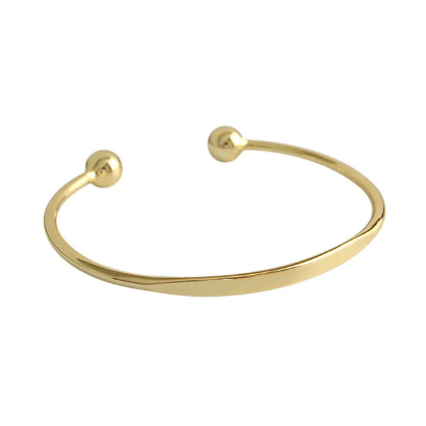 18K gold-plated 925 silver personalized letter bangle with an engravable initial