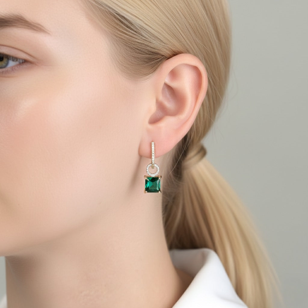 14K zelta zilas haloes maināmas stīpas auskari 925 sudrabā